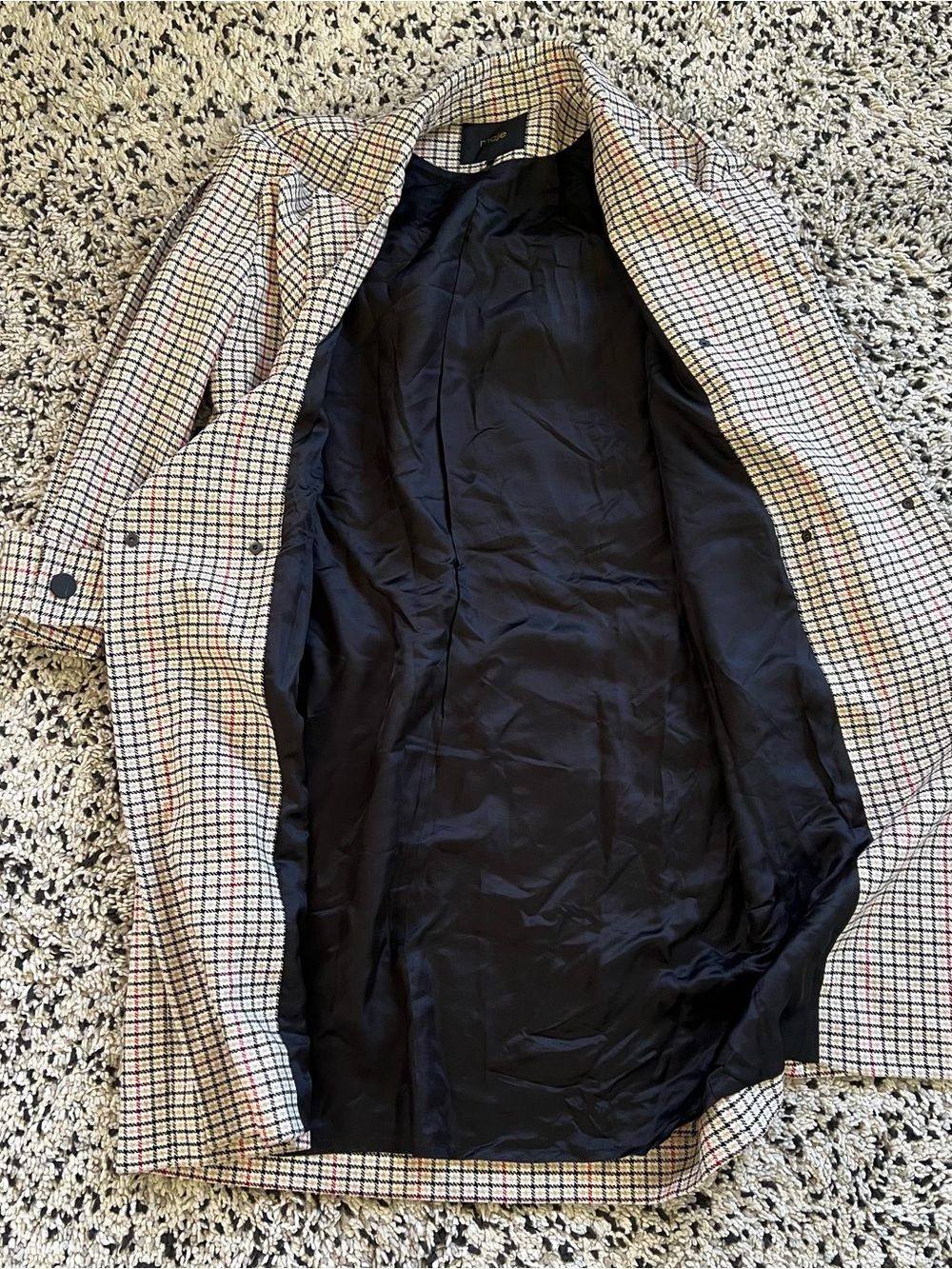Maje Gessia Carreaux Trench Coat Check Plaid Women’s 38 EU Medium *Missing Belt - Picture 9 of 16